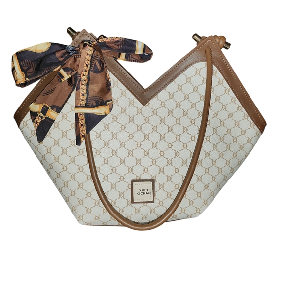 Niche Classic Pattern Shoulder Bag All-Match Elegant Underarm Bag with Scarf - Picture 3 of 8